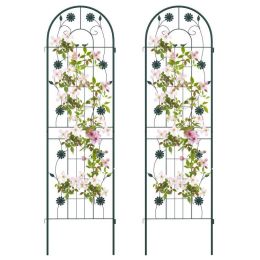 Set of 2- Outdoor 6-ft Galvanized Steel Garden Trellis in Green Metal Finish