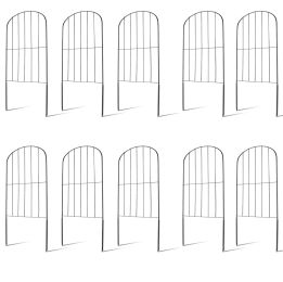 10Pcs Decorative Garden Fence Rustproof Iron Wire Arched Fence Animal Barrier Border 12.59” Width 23.93” Length For Yard Landscape Patio Outdoor Decor