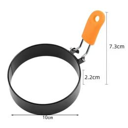 Stainless Steel Round Omelette Maker Silicone Sleeve Handle (Option: Orange-10CM)