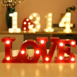 Luminous LED Letter Number Night Light English Alphabet Number Battery Lamp Romantic Wedding Christmas Party Decoration (Option: Remote control-LOVE red)
