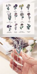 Hollow Out Colorful Birthday Flower Drop Oil Bookmark (Option: Silver-April)