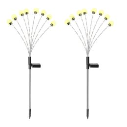 2Pcs Solar Firefly Lights Swaying Decorative Pathway Stake Lamp IP65 Waterproof Landscape Patio Yard Night Light (Option: GardenLightWarmWhite)