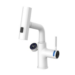 Pull-out Mixer For Hot And Cold Water Basin With Digital Display (Option: White-Digital)