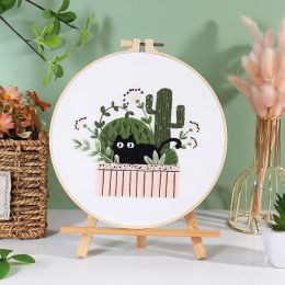 Holiday Cat Handmade Embroidered Diy Material Bag (Option: CX0874 Holiday Cat 2-Material Package)