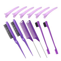 Dyeing Comb Multi-Effect Edge Control Eyebrow Brush Hair Fixing Mouse Tail Clamp (Color: Purple)