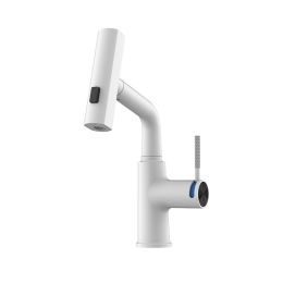 Pull-out Mixer For Hot And Cold Water Basin With Digital Display (Option: White-General)