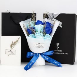 Cross-border Amazon Simulation Rose Soap Bouquet Dried Flowers Foreign Trade (Option: Blue Series)