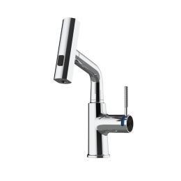 Pull-out Mixer For Hot And Cold Water Basin With Digital Display (Option: Chrome-General)