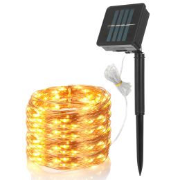 100 LEDs Solar String Lights Outdoor IP65 Waterproof Copper Wire String Lights Solar LED Fairy Lamps Wedding Party Festival (Option: SolarStringLightWarm)