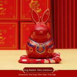 Dragon Fortune Creative Country Tide Dragon Ornaments (Option: Medium Red Win Rabbit)