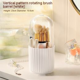 Desktop Dustproof Multifunctional Rotating Cosmetic Brush Storage Bucket (Option: White With Cover)