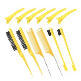 Dyeing Comb Multi-Effect Edge Control Eyebrow Brush Hair Fixing Mouse Tail Clamp (Color: Yellow)