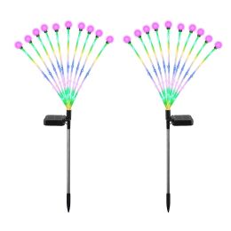 2Pcs Solar Firefly Lights Swaying Decorative Pathway Stake Lamp IP65 Waterproof Landscape Patio Yard Night Light (Option: GardenLightColorful)