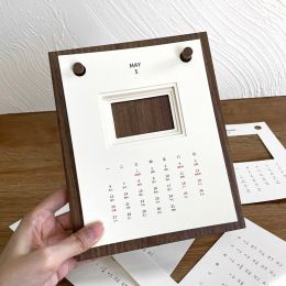 Diy Creative Weekly Calendar Artistic Youth Wooden (Option: Year 2024-Walnut Desk Calendar)