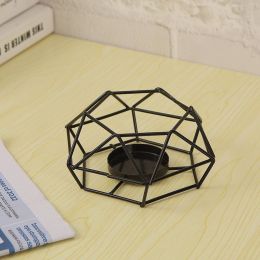European Style Iron Metal Hexagonal Candlestick Atmosphere Decoration (Option: Black Six)