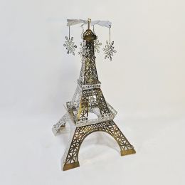 Paris Tower Aromatherapy Revolving Scenic Lantern Rotating Candlestick (Option: Silver Snowflake 2 Ornaments)