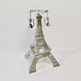 Paris Tower Aromatherapy Revolving Scenic Lantern Rotating Candlestick (Option: Silver Kitten Hanging Ornament)