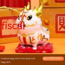 Dragon Fortune Creative Country Tide Dragon Ornaments (Option: White Coin Bank Large)