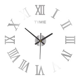 Acrylic Luminous Wall Clock Punch-free Wall Sticker (Option: Silver-40cm)