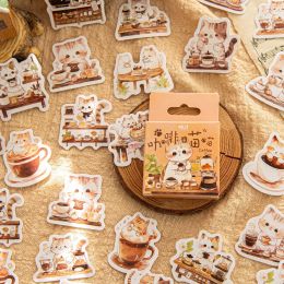 Stickers Cute Pet And Animal Love Fun Cat Sealing Paste Notebook DIY Decorative Stickers (Option: Coffee Meow)