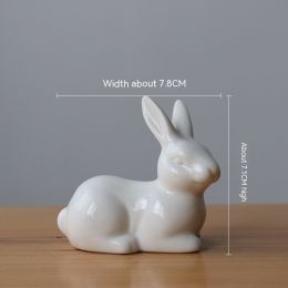 White Ceramic Living Room Bedroom Desktop Animal Ceramic Rabbit Home Decoration (Option: D Style)