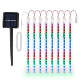 Solar Powered Meteor Shower String Lights 9.84FT Falling Raindrop Tube Lamp Water Resistant Decorative Lights For Tree Home Garden Parties (Option: SolarMeteorTubeStringLight)