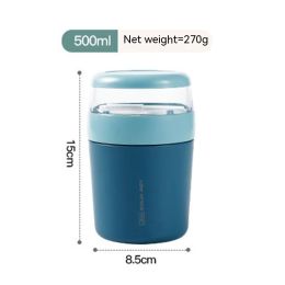 316 Stainless Steel Breakfast Cup With Cover Spoon (Option: 500ml Blue Stainless Steel)
