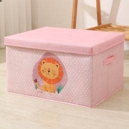 College Student Dormitory Storage Fantastic Animal Printing Foldable Storage Box (Option: Pink Lion-Extra Large 45L)