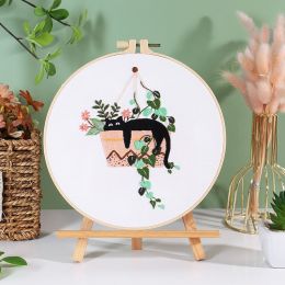 Holiday Cat Handmade Embroidered Diy Material Bag (Option: CX0876 Holiday Cat 4-Embroidery Frame)