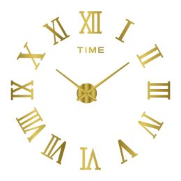 Acrylic Luminous Wall Clock Punch-free Wall Sticker (Option: Gold-80to130cm Stereo)
